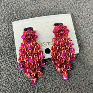 Elegant Pink and Red Chandelier Earrings